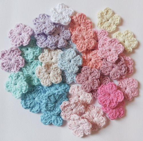 Pack Flores Tejidas Crochet X 100unid