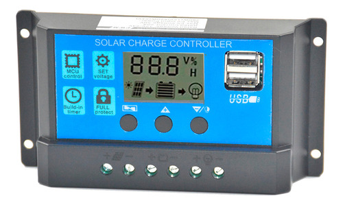 Regulador De Panel Solar D Controlador De Carga Usb 60a 12v-