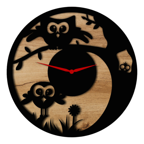 Reloj De Pared Infantil - Analógico - Negro/café