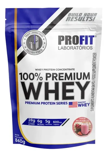 Whey Protein 100% Concentrado Premium 840g Profit Morango