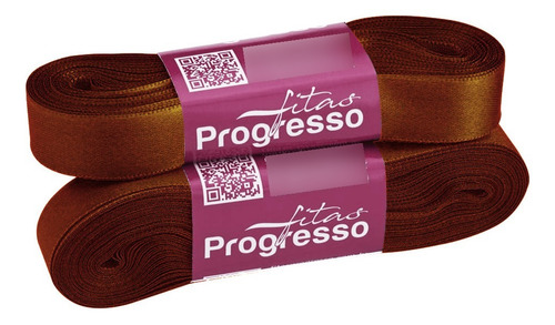 Fita De Cetim Progresso 15mm - Nº 3 C/ 10 Metros - Marrom Do