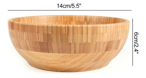 Ensaladera De Bambú, Redonda, De Madera Natural