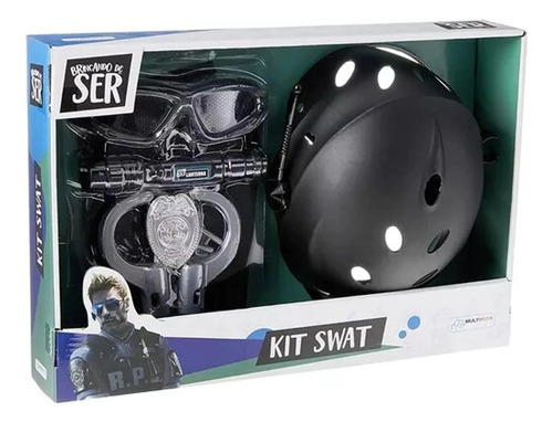 Kit Swat Set De Policia Con Casco Y Linterna Sharif Express