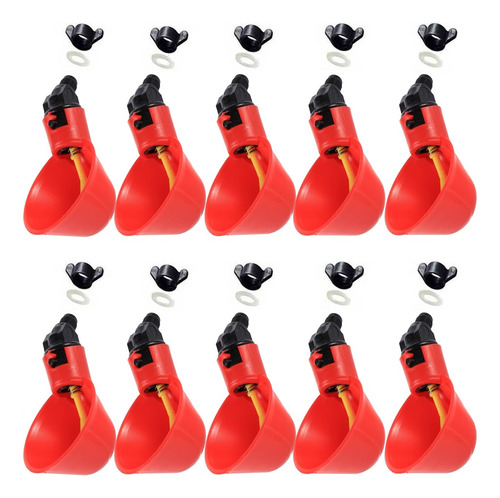 20 Bebedouro Automático Copinho Copo Bebedor Aves Frangos Cor Vermelho