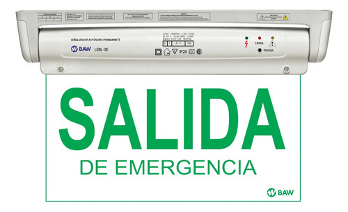 Cartel Led Luminoso Señalización Salida De Emergencia  Baw