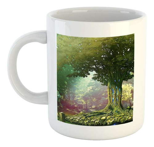 Taza Ceramica Arbol De La Vida Verde En El Bosque Bello