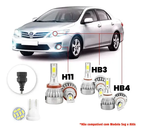 Lampadas Led Toyota Corolla 2012 A 2014 H11 Hb4 Hb3 20000lm