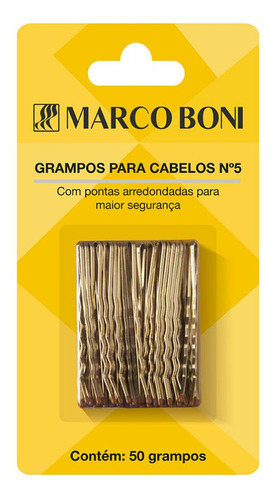 Grampo Para Cabelo Marco Boni 50 Unidades Nº 5 Dourado