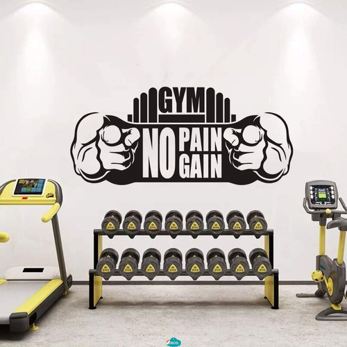 Diseño Adhesivo Gimnasio Gym No Pain No Gain Envío