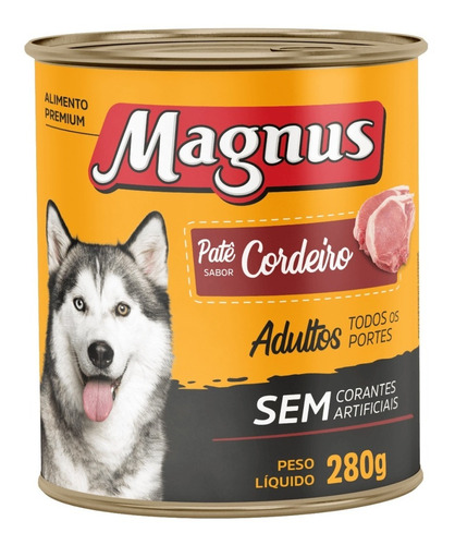 Lata Magnus Pate Sabor Cordeiro Cães Adultos Alimento Úmido