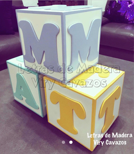 Cubo 20x20 Madera Personalzado Abc