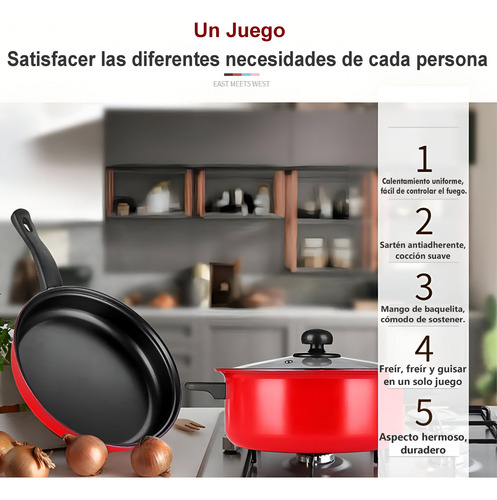 Batería De Cocina De Olla Y Sartenes, 4 Piezas, Práctica