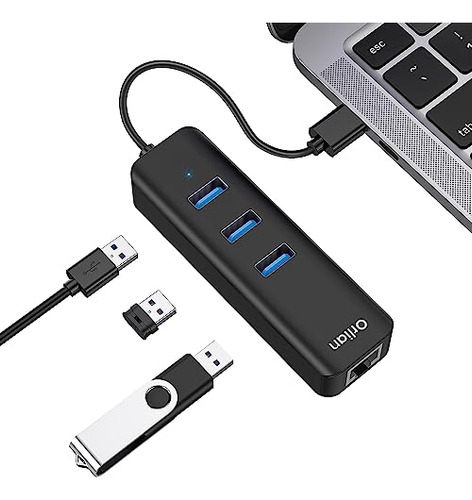 Adaptador Usb A Ethernet, Usb 3.0 Hub Con Rj45 1gbps Puerto