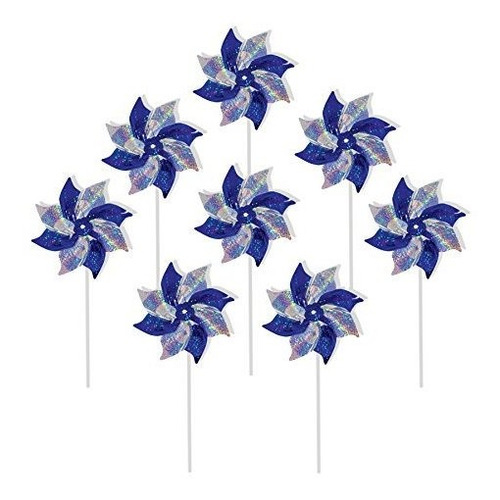 In The Breeze 2762 Blue & Silver Mylar Pinwheel Spinners, 8