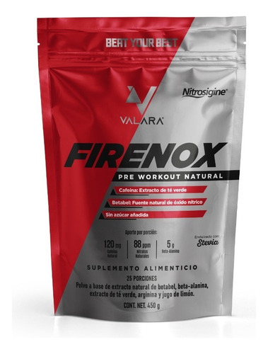 Valara Firenox Pre Workout 100% Natural De Betabel 450g