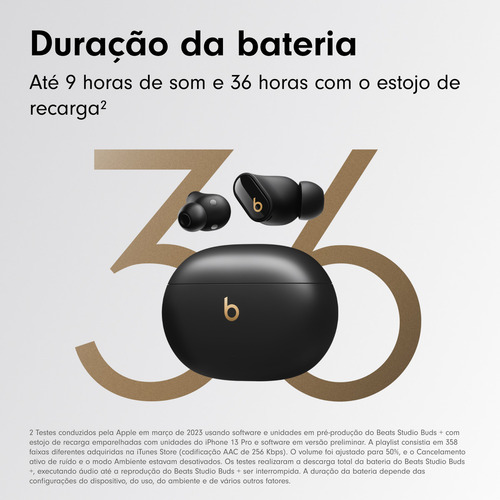 Beats Studio Buds + O autêntico fone sem fio com cancelamento de ruído – Preto e Dourado