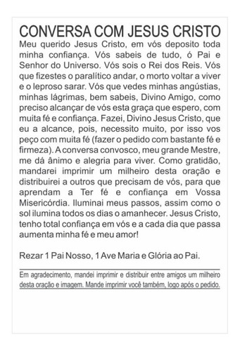 100 Santinho Conversa Com Jesus Oração De Promessa Um Cento