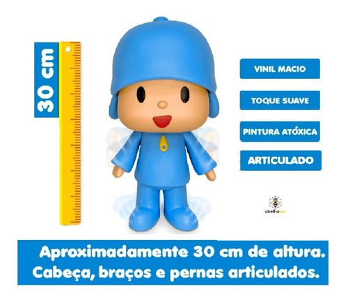 Imagem 2 de 7 de Boneco De Vinil Grande Pocoyo 28cm Articulado - Cardoso Toys