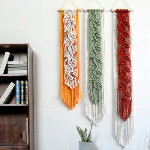 Caneca De Jardim Boho Pendurada Em Macramê Com Folhas Nórdic