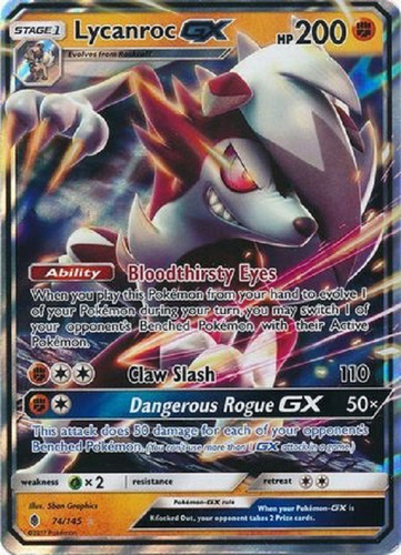 Lycanroc Gx 74/145 Ultra Raro Pokemon Tcg