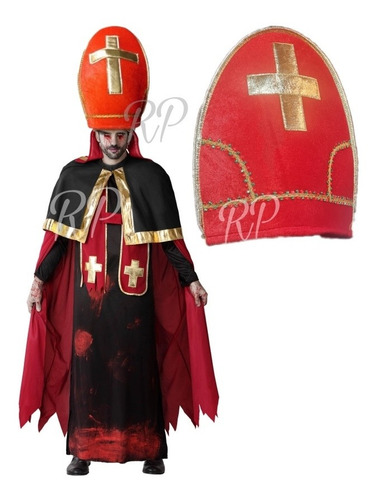 Gorro Disfraz Papa Rojo/ Dorado, Estándar, Espuma, Fiesta