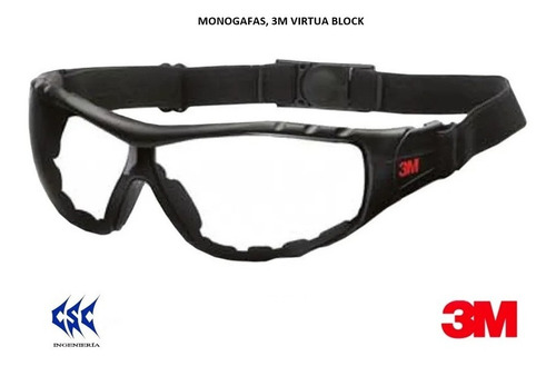Imagen 1 de 10 de Gafa 3m Virtua Block (monogafa Antiempaño) (claras/oscuras)