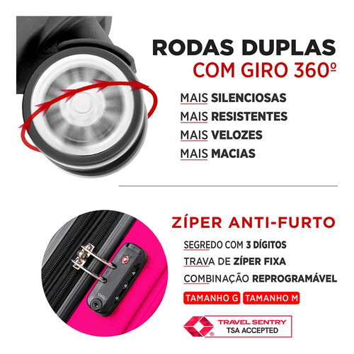 Mala De Bordo Rígida Modelo Clássico P Material Em Abs