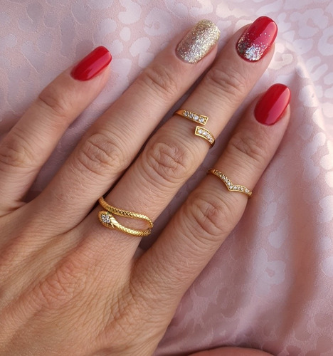 Imagen 3 de 4 de Anillo Midi Y Para Pie Dorado De Plata Con Oro