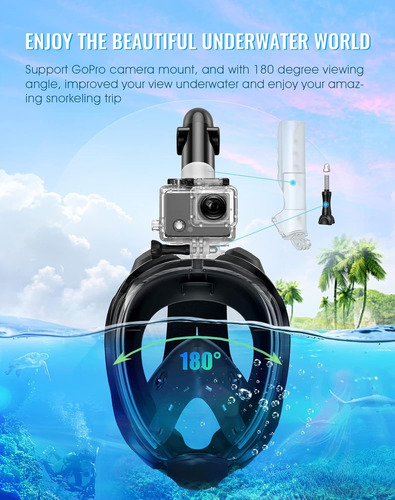 Máscara De Snorkel Greatever G2 De Cara Completa Con Sistema Negro