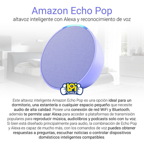 Amazon Echo Pop Con Asistente Virtual Alexa Lavender Bloom