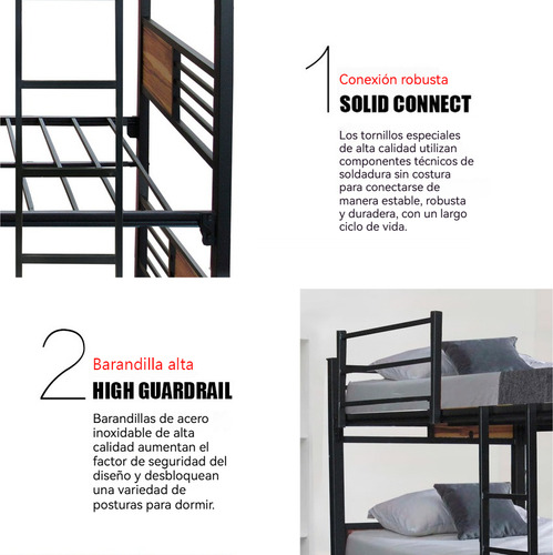 Cama Literas Individuales Cabecero Minimalista Hierro 200cm
