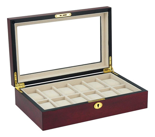 Joyeria Elegante Caja De Reloj De Madera De Cerezo Palisandr