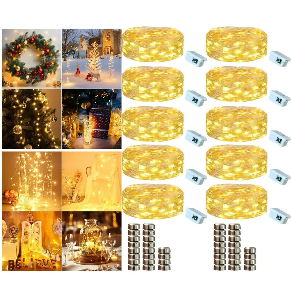 Kit 10 Fio Fada Lph Decoração Iluminação Casamento Festas Artesanato Luzes De Fada Led 2m 20 Leds Luz Branco Quente Cordão Luz Pisca Pisca Árvore De Natal