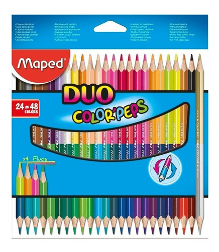 Lapices Maped Bicolor Duo Color Peps X 24 Largos 48 Colores