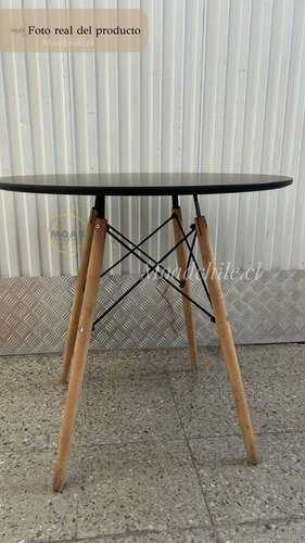 Juego Comedor Mesa Eames Redonda Negra 100cm 4 Sillas Eames