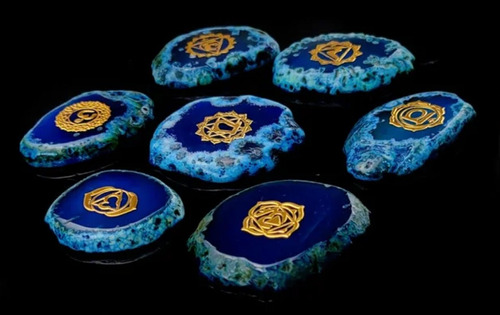Set Piedras Agata Símbolos Grabado Chackra Reiki Gemoterapia