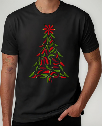 Playera Roja Y Verde Del Árbol De Los Pimientos Del Chile