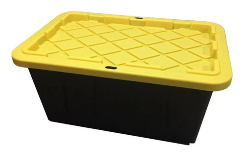 Caja Plástica Uso Rudo 78x52x36cm Profesional 102 Lts Amarillo Y Negro