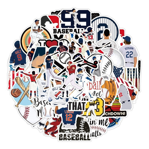 Beisbol 50 Calcomanias Stickers Dev Pvc Vs Agua Deportes