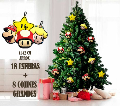 Adornos Navidad 18 Esferas De Tela Mario + 8 Cojines Grandes