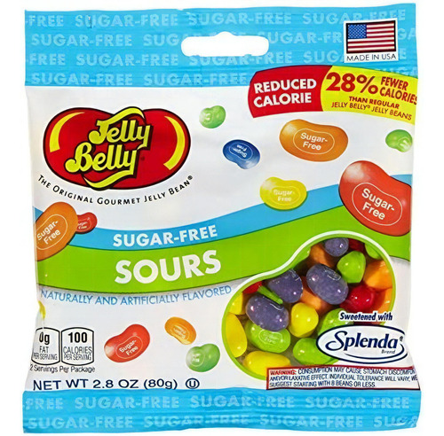 Bala Jelly Belly Feijão Sugar Free Sours Zero Açucar 79g