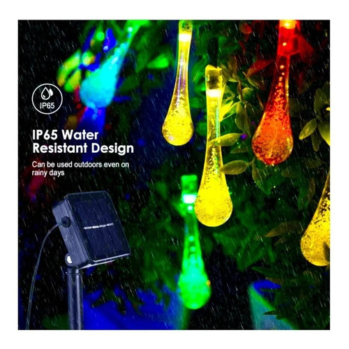 Imagen 4 de 9 de Pack 3 Luces Navideñas 30led Gotas Guirnalda Solar