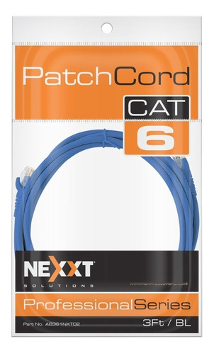 Cable De Red Patch Cord Cat6 Nexxt - Color Azul (90 Cm)