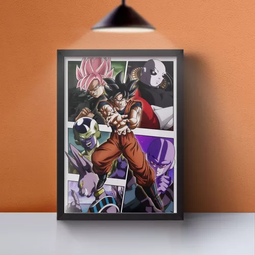 Kit 6 Quadros Dragon Ball Personagens com Moldura e Vidro