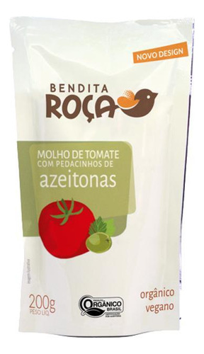 Molho De Tomate Com Azeitona Orgânico Bendita Roça 200g