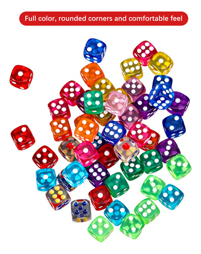 Juego De Dados De 6 Caras, 100 Piezas, 16 Mm, Cordón Translú