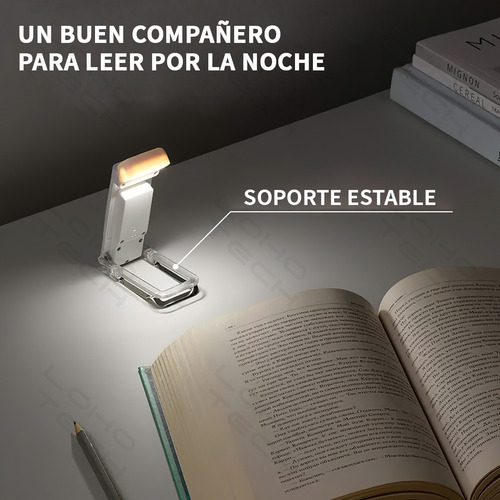 Luz De Libro Usb Recargable Brillo Ajustable Para Protección Estructura Blanco Pantalla Multicolor
