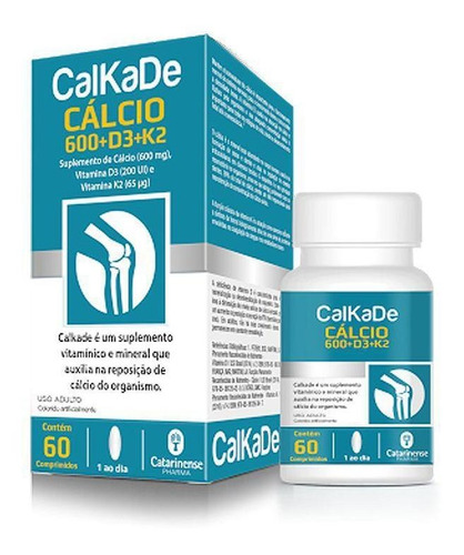 Calkade Cálcio + Vitamina D3 + K2 Catarinense 60 Comprimidos