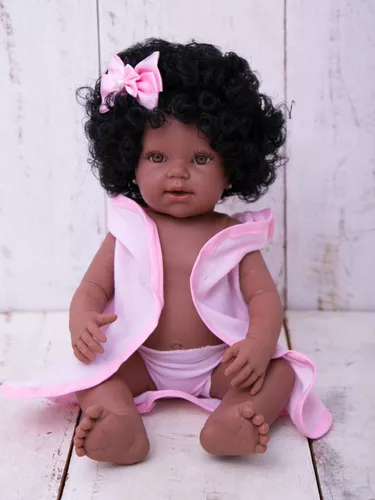 Boneca Bebê Reborn Realista Negra 20 Itens Bolsa Maternidade - USA Magazine