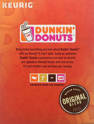 Dunkin' Donuts 0845 Original Mezcla De Café K-cup Vainas Tos